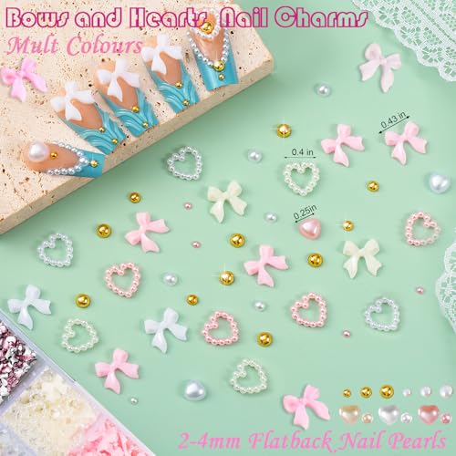 10000pcs Nail Charms Kit - 3D Bow, Heart, Flower Gems & Rhinestones