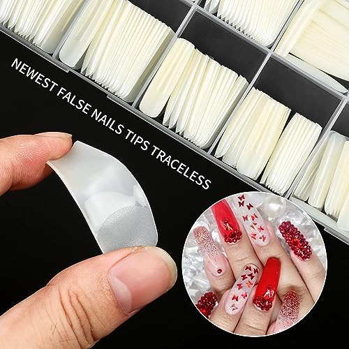 240 Pcs Tapered Square Natural Nail Tips for Acrylic Nails