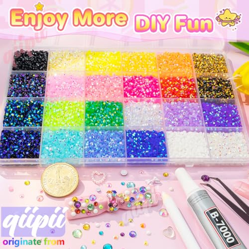 qiipii 24 Color Jelly Resin Rhinestones Set for DIY Crafting