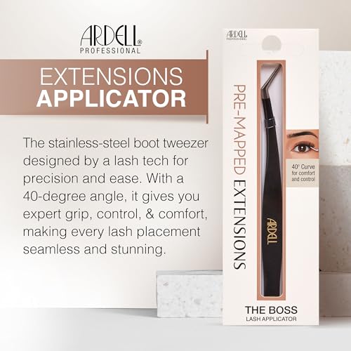 Ardell Precision Lash Tweezers for Eyelash Extensions - 40° Curve Tip, Stainless Steel