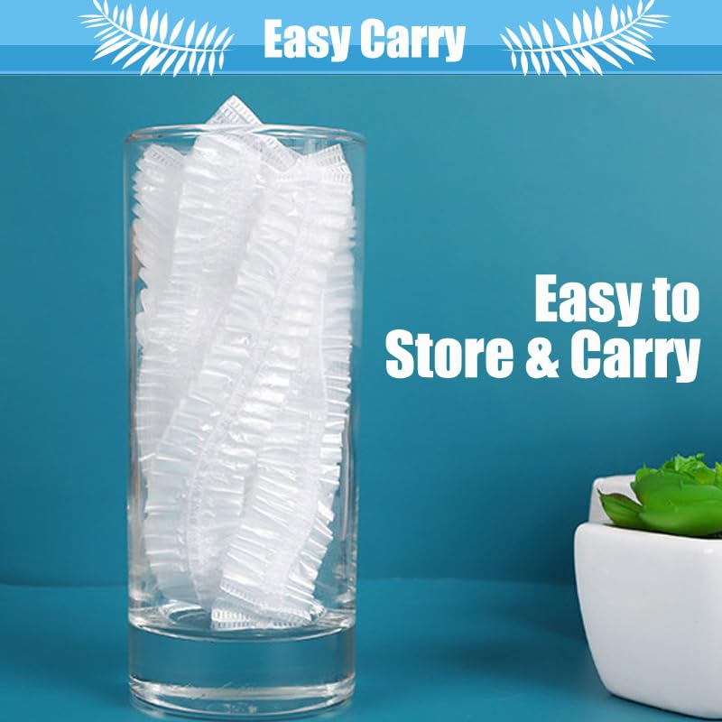 Large Disposable Shower Caps - Waterproof Hair Bath Caps for Travel, Spa & Home Use | 100-Pack, 20-Inch