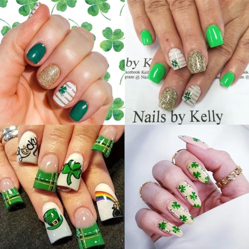 Sutaozhi Shamrock Nail Stickers Set - 8 Sheets St. Patrick's Day Nail Art, Self-Adhesive Irish Clover Decals, Variation: shamrock-2