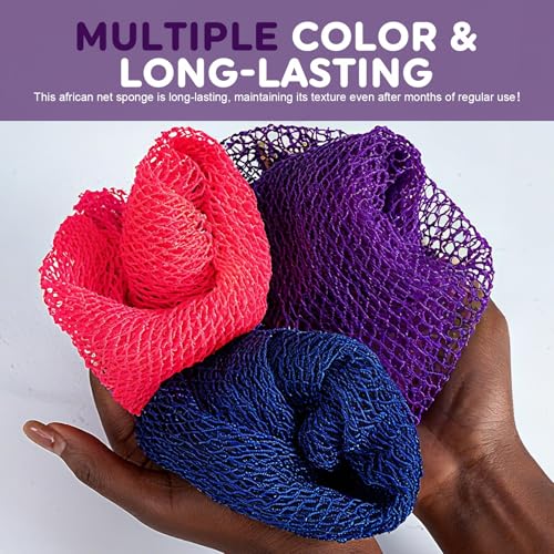 BukSuk African Nylon Exfoliating Body Scrubber 3 Pack – Long Stretch Back & Full-Body Loofah