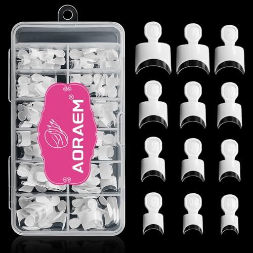 AORAEM 120 PCS Short French Acrylic Nail Tips - 12 Sizes