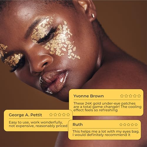 24K Gold Eye Patches for Puffy Eyes and Dark Circles, Luxury