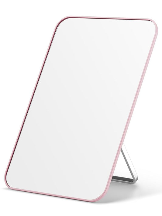 Desk Makeup Mirror - OMIRO 8 x 5 Inches Foldable Table Mirror with Hanging Hole | Pink for Travel and Shaving