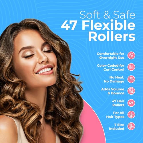 My Beauty Spot Rainbow Flexi Rods - 47 Pcs Foam Hair Rollers