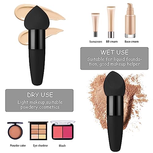 Sibba Black 3-Piece Mini Makeup Sponge & Brush Set for Foundation & Concealer