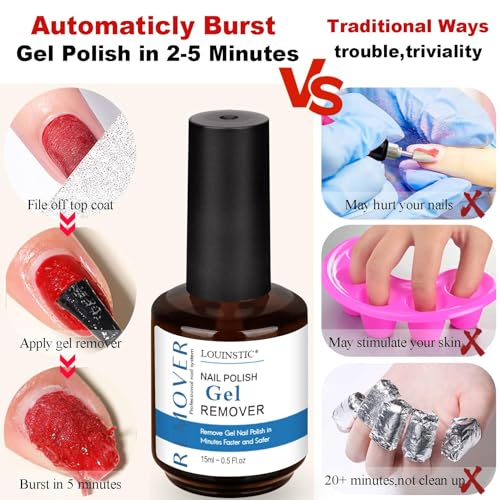 LOUINSTIC Gel Nail Polish Remover 15ml – Fast, Non-Damaging Solution