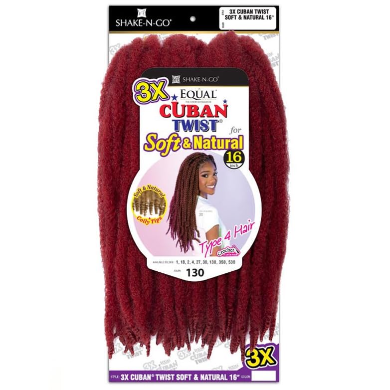Freetress Shake-n-Go Synthetic Cuban Twist Braids - 16 Inch, Jet Black 1