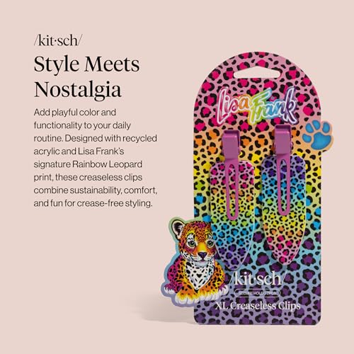 Lisa Frank x Kitsch XL Creaseless Hair Clips - 2pcs Rainbow Leopard