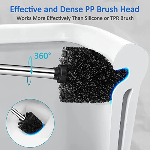 Stainless Steel Toilet Brush and Holder Set with No-Touch Design