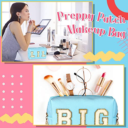 Hillban Blue Preppy Cosmetic Bags - 2 Pack Waterproof Makeup Pouches