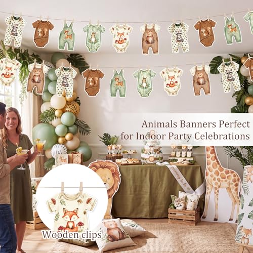 Woodland Animal Baby Shower Banner with Clips and Hemp Rope