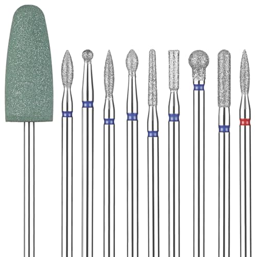 10pcs Nail Drill Bits Set for Manicure & Pedicure - Russian Cuticle & Gel Polishing