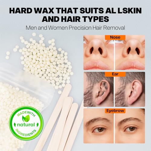 Wokaar Ear and Nose Hair Removal Wax Kit - 100g Wax, 30 Sticks