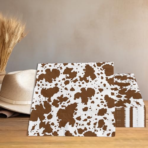 40Pcs Cow Print Napkins for Farm Birthday Party - Disposable Tissue Paper