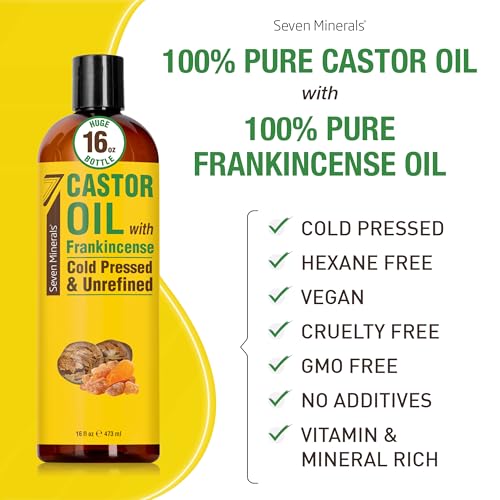 Seven Minerals Cold Pressed Castor Oil with Frankincense, 16 fl oz