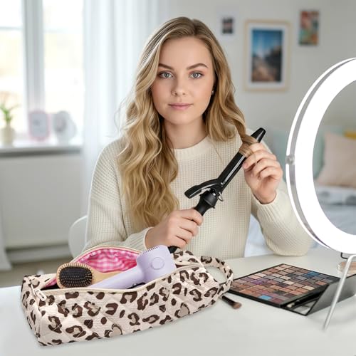 LJCZKA Leopard Print Hair Tools Travel Bag - Large Capacity Organizer