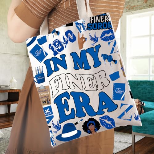 Royal Blue & White Sorority Life Canvas Tote Bag