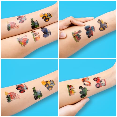 60 PCS Farm Tractor Temporary Tattoos for Kids - Party Favors