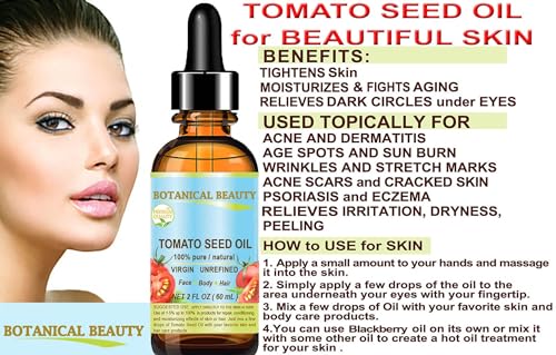 Tomato Seed Oil - 100% Pure Virgin Cold-Pressed Carrier Oil for Skin, Hair & Nails