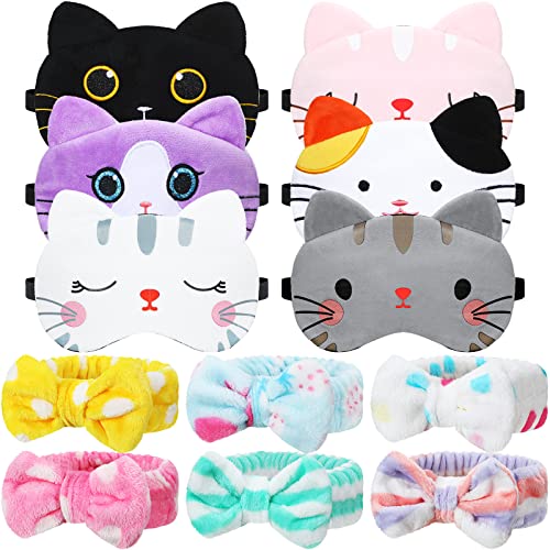 Wesiti 12-Piece Sleepover Party Favor Set with Plush Eye Masks & Spa Headbands