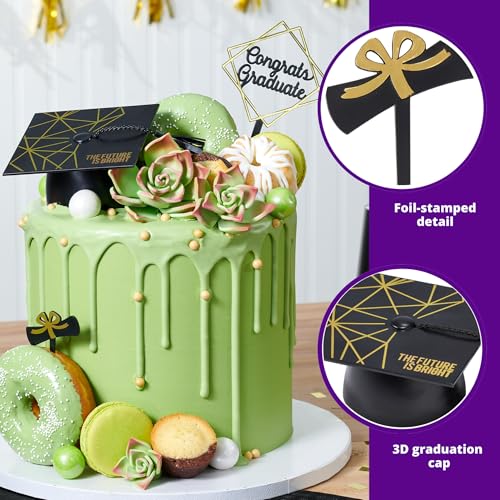 Graduation Cake Topper Set - The Future Is Bright, 4 Pieces