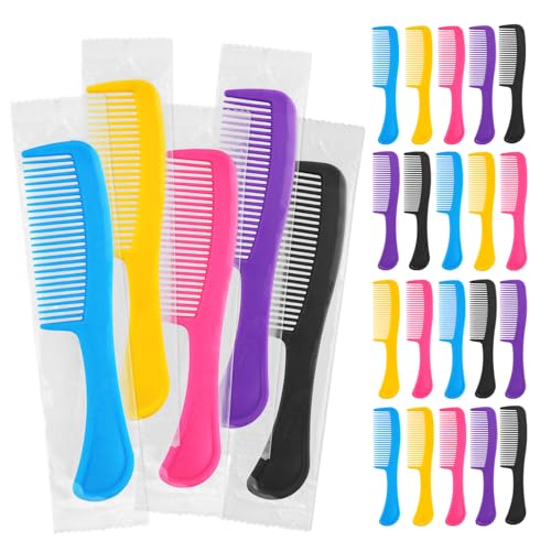 100pcs Individually Wrapped Hair Combs - Bulk Colorful Plastic Combs