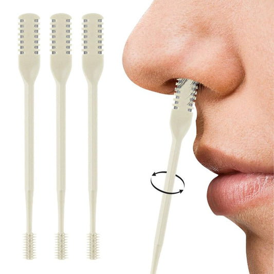 Nose Hair Trimmer for Men Women,2-in-1 Nasal Hair Cutter,2025 Upgraded Manual 360° Rotating Nostril Hair Removal Tool,Double Sided Nose Hair Trimmer with Ear Picker,Travel Essentials (Yellow-3PC)
