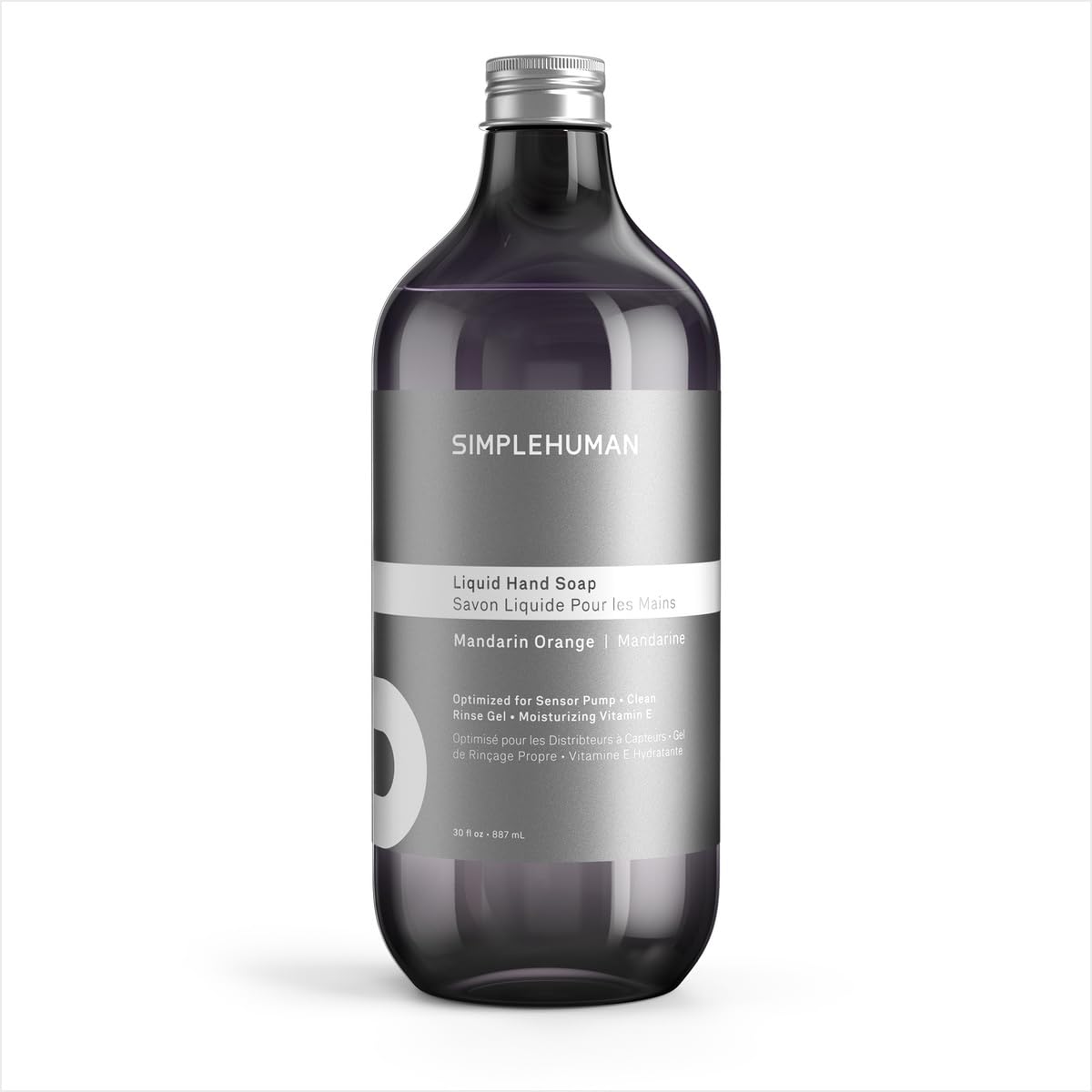 simplehuman Mandarin Orange Liquid Hand Soap Refill Bottle, 30 fl. oz., Gentle & Refreshing Citrus Aroma, Moisturizing Vitamin E, Sulfate & Paraben Free, Optimized for simplehuman Sensor Pump