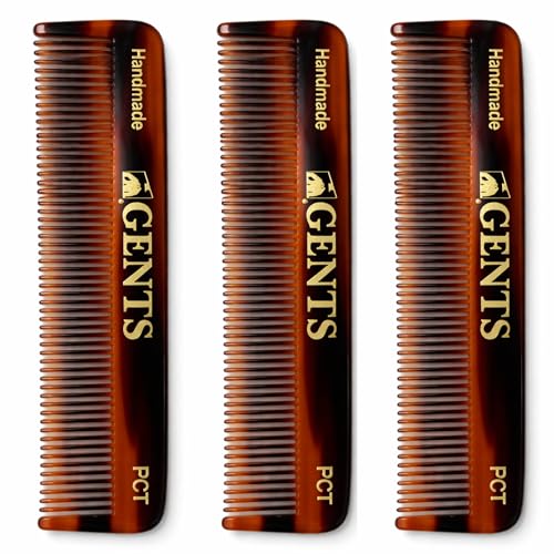 G.B.S 5-Inch Cellulose Acetate Pocket Hair Comb for Men, 3-Pack