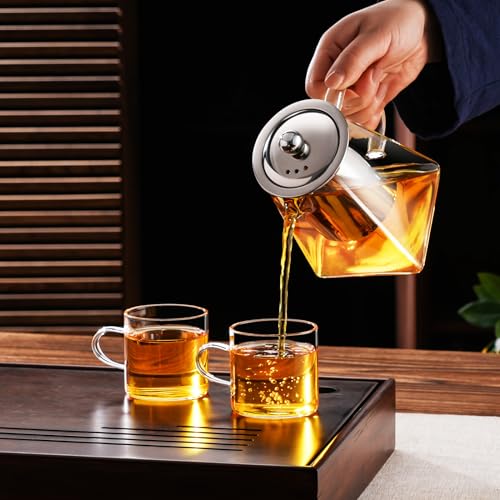 PARACITY Clear Glass Teapot with Infuser - 18.6oz Stovetop Safe