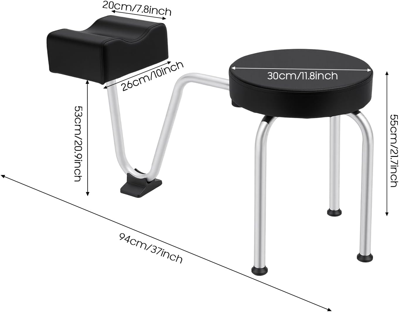Portable Pedicure Foot Rest Stool - Adjustable Height for Spa & Beauty Salon | Black