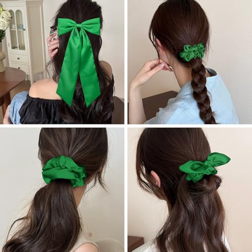 Silky Satin Hair Accessories Set - No Damage Scrunchies & Bows for Women