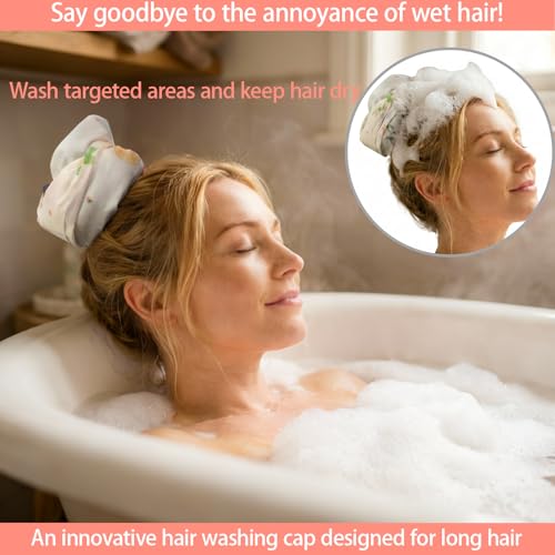 MARRASSA Reusable Waterproof Shower Cap with Crown Opening for Long Hair, Adjustable & Eco-Friendly