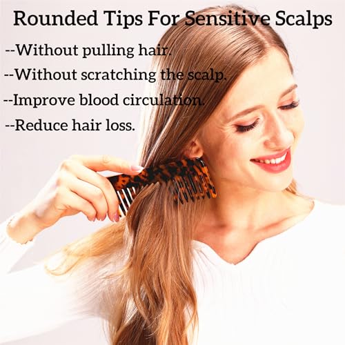 Wide Tooth Comb for Thick Curly Hair - Black/Tortoise Detangling