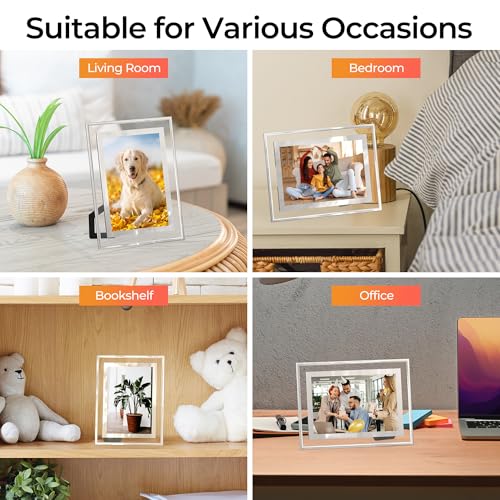 Clear Glass 4x6 Picture Frames Set of 2 - Horizontal & Vertical Display