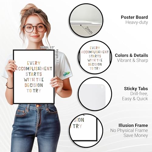 Motivational Classroom Poster - Every Accomplishment Starts With The Decision, Unframed 13" x 17"