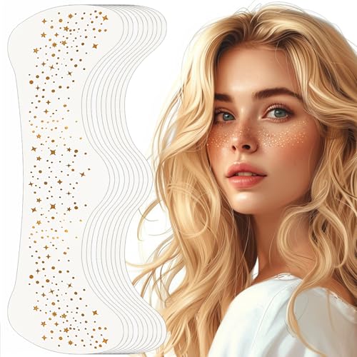 Gold Glitter Freckles Face Tattoo Patches - 10pcs Set