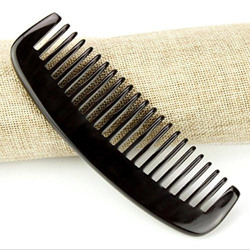 Liasun Handmade Natural Ox Horn Wide Tooth Hair Comb 1 Pack - Anti-Static & Tangle-Free