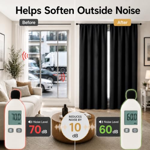 Gwine Blackout Curtains - 63 Inch Thermal Insulated Drapes, 2 Panels