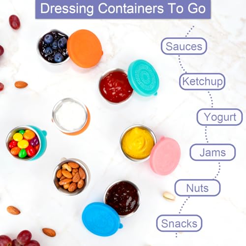 10-Pack Stainless Steel Salad Dressing Containers with Lids - Leakproof & Reusable