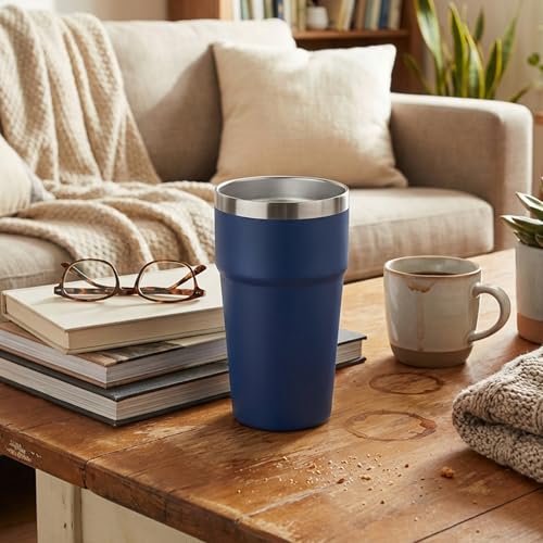 MEWAY 16oz Stainless Steel Insulated Travel Tumbler with Lid - Navy
