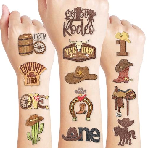 My First Rodeo Cowboy Temporary Tattoos for Kids - 60 Pack