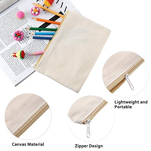 16-Pack Canvas Zipper Pouches - Multi-Purpose Cosmetic, Makeup, and Organizer Bags