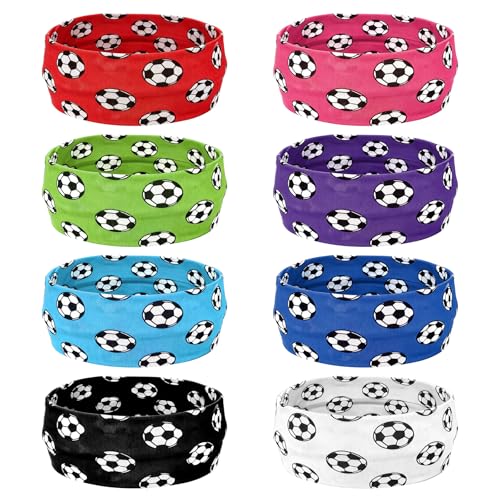 8-Pack Soccer Headbands for Kids & Adults - Non-Slip Athletic Hair Accessories