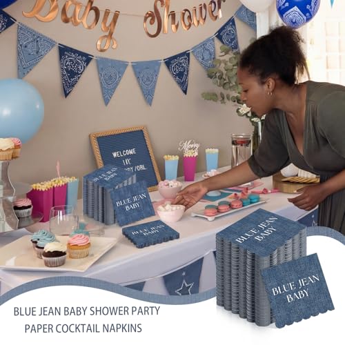 Blue Jean Baby Shower Napkins - 100 Pcs Disposable Party Decor