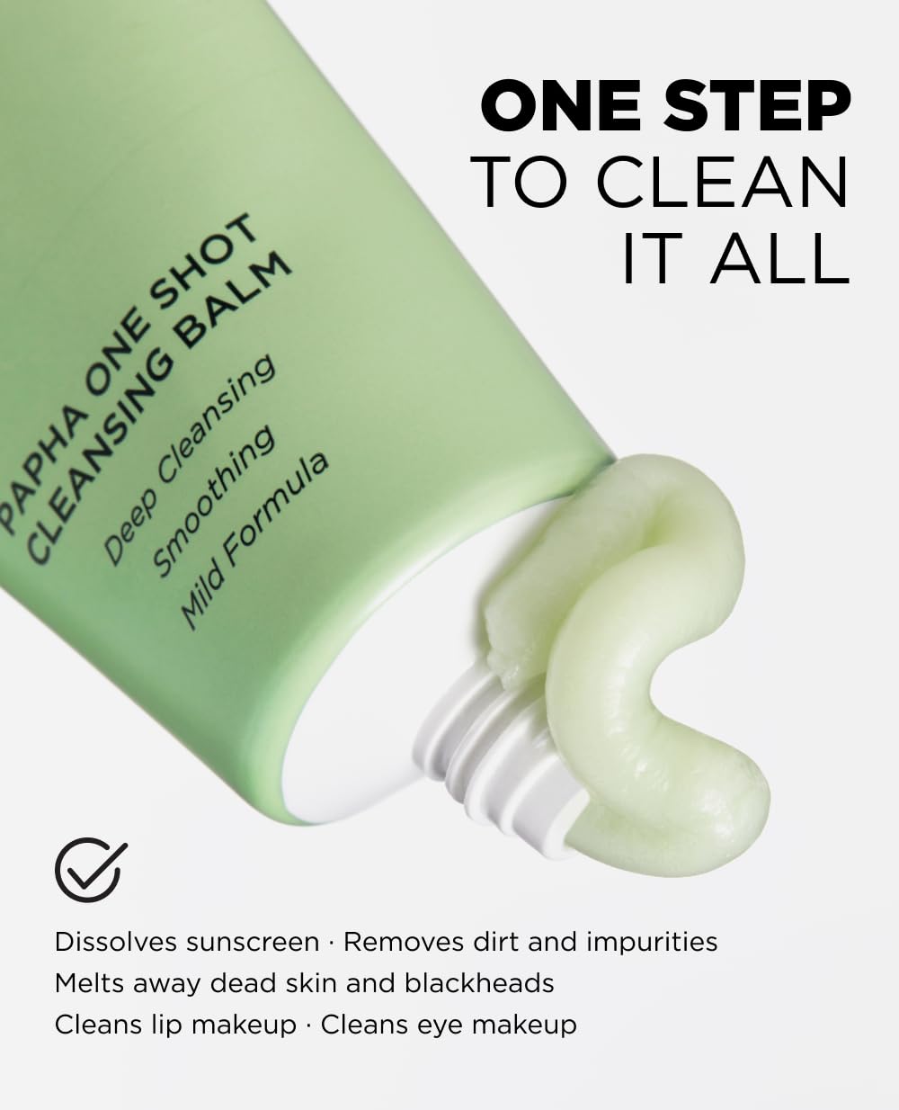 PAPHA One Shot Cleansing Balm - Korean 2-in-1 Melting Makeup Remover & Gentle Oil-to-Milk Cleanser with Papaya Enzyme | Hydrating & Smoothing (2.70 fl. oz.)