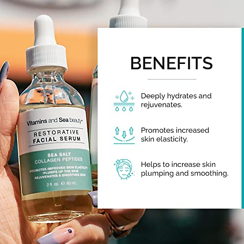 Vitamins and Sea Beauty Collagen & Sea Salt Facial Serum for Anti-Aging, Firming & Hydration - 2 Fl Oz
